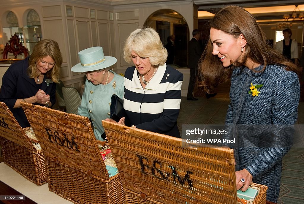 Queen Elizabeth II, Camilla, Duchess Of Cornwall And Catherine, Duchess Of Cambridge Visit Fortnum & Mason Store