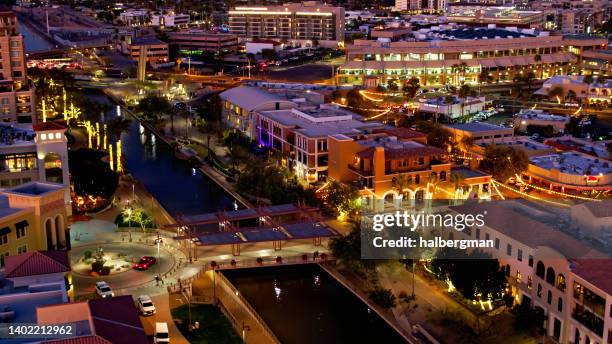 old town scottsdale, arizona - aerial shot - phoenix arizona aerial stock pictures, royalty-free photos & images