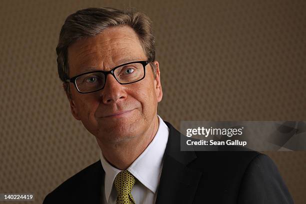German Foreign Minister Gudio Westerwelle poses for a brief portrait prior to speaking to members of the Foreign Journalists' Association at the...