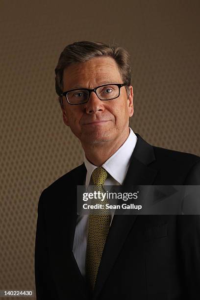 German Foreign Minister Gudio Westerwelle poses for a brief portrait prior to speaking to members of the Foreign Journalists' Association at the...