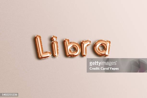 libra horoscope sign in golden pink balloon - astrology sign stock illustrations stock pictures, royalty-free photos & images