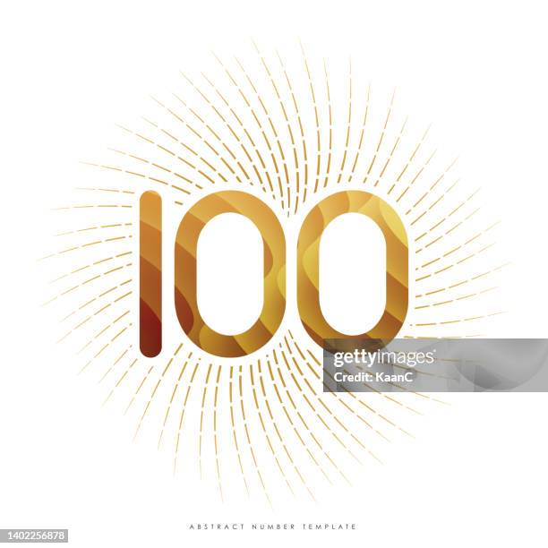 ilustraciones, imágenes clip art, dibujos animados e iconos de stock de número de resumen, plantilla de logotipo de aniversario aislada, número de aniversario, ilustración de stock vectorial de aniversario de sunburst - 100th anniversary