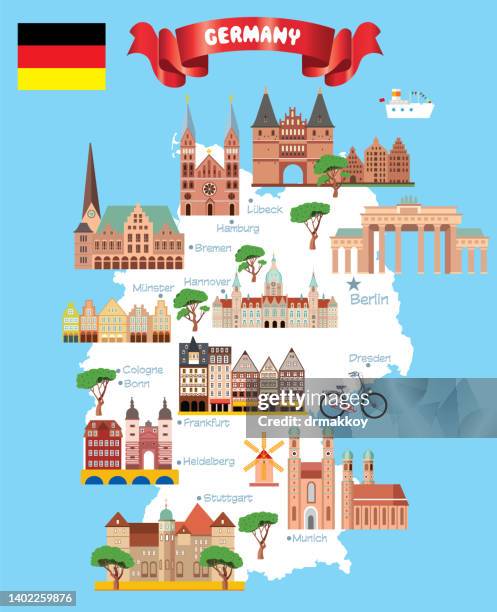 cartoon karte von deutschland - kassel stock-grafiken, -clipart, -cartoons und -symbole