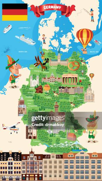 cartoon map of germany - munich cathedral stock illustrations