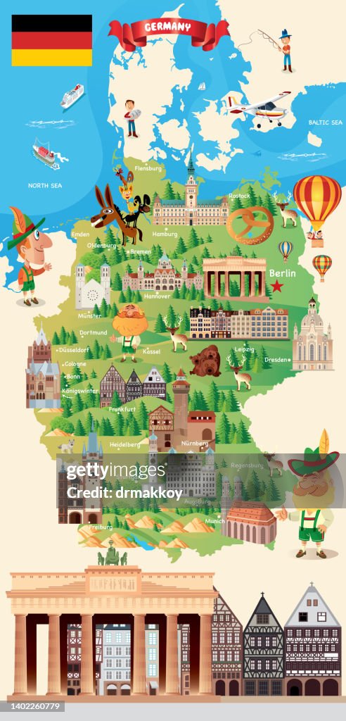 Germany Map and Brandenburg Gate