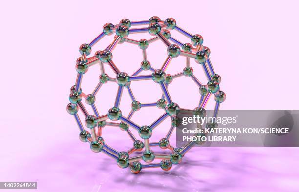 ilustraciones, imágenes clip art, dibujos animados e iconos de stock de buckminsterfullerene molecule, illustration - fullereno