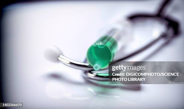 stethoscope and syringe - surgical equipment stock illustrations