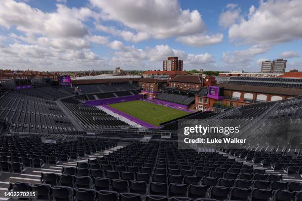 General view of centre court prior to the cinch Championships at The Queen's Club on June 11, 2022 in London, England.