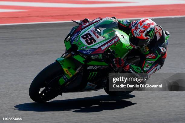 Jonathan Rea of England and Kawasaki Racing Team Worldsbk during Superpole of FIM Superbike World Championship Pirelli Emilia-Romagna Round at Misano...