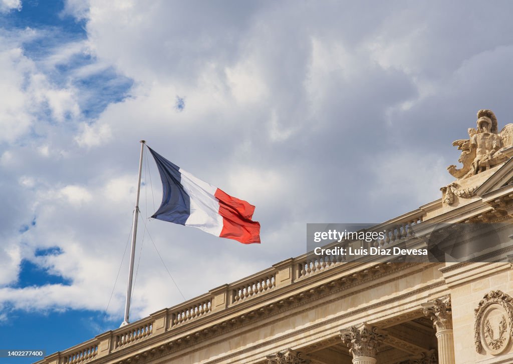 French flag waving in the Place of the Concorde