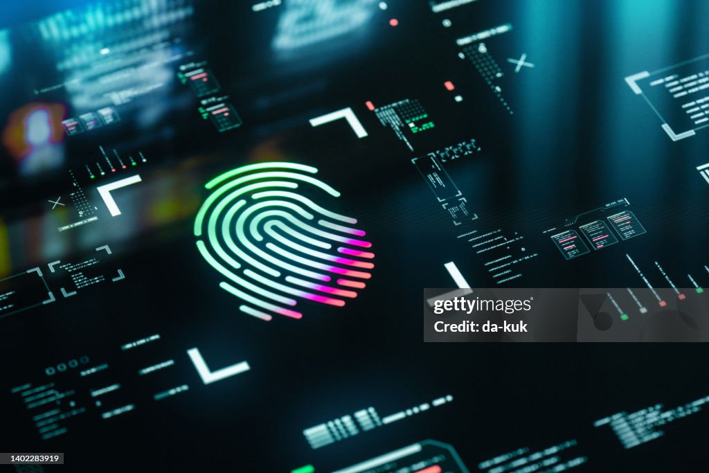 Schaltfläche "Biometrische Authentifizierung". Digitales Sicherheitskonzept