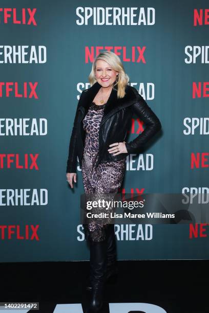 Angela Bishop arrives at the red carpet screening of "Spiderhead" at The Entertainment Quarter on June 11, 2022 in Sydney, Australia.
