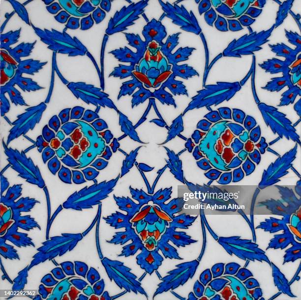 iznik tile inside the rustem pasha mosque in istanbul, turkey - iznik tile stock pictures, royalty-free photos & images