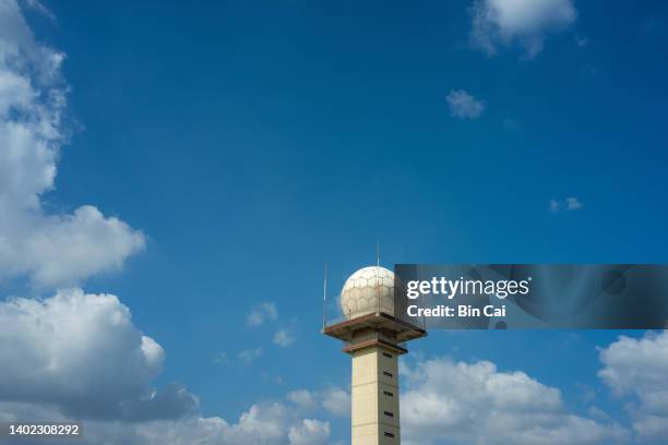 meteorological radar station at airport - weather radar stock pictures, royalty-free photos & images