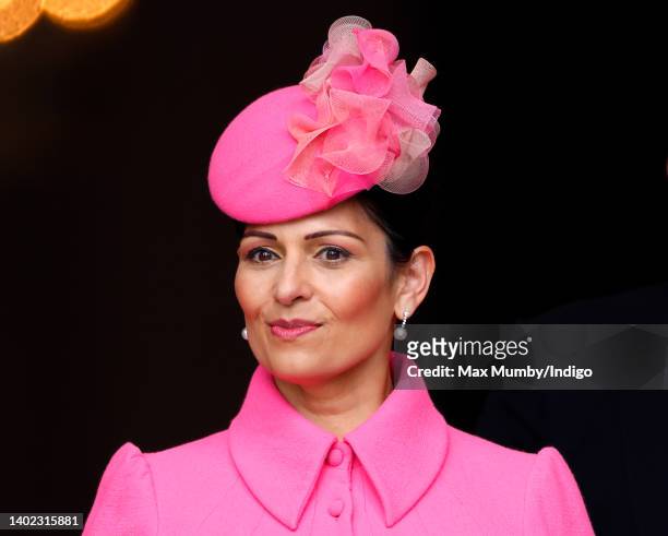 Home Secretary Priti Patel attends a National Service of Thanksgiving to celebrate the Platinum Jubilee of Queen Elizabeth II at St Paul's Cathedral...