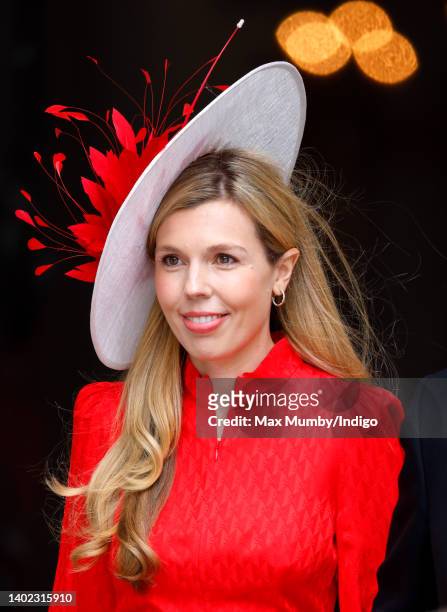 Carrie Johnson attends a National Service of Thanksgiving to celebrate the Platinum Jubilee of Queen Elizabeth II at St Paul's Cathedral on June 3,...
