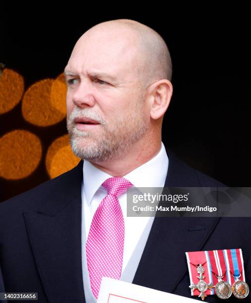 Mike Tindall attends a National Service of Thanksgiving to celebrate the Platinum Jubilee of Queen Elizabeth II at St Paul's Cathedral on June 3,...