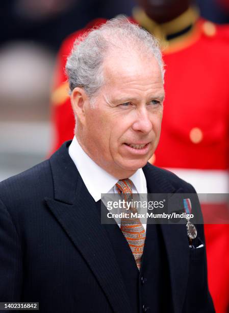 David Armstrong-Jones, 2nd Earl of Snowdon attends a National Service of Thanksgiving to celebrate the Platinum Jubilee of Queen Elizabeth II at St...
