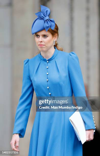 Princess Beatrice attends a National Service of Thanksgiving to celebrate the Platinum Jubilee of Queen Elizabeth II at St Paul's Cathedral on June...