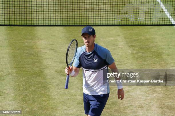 Andy Murray of Great Britain reacts during the Men`s Singles Semi-final match between Andy Murray of Great Britain and Nick Kyrgios of Australia...