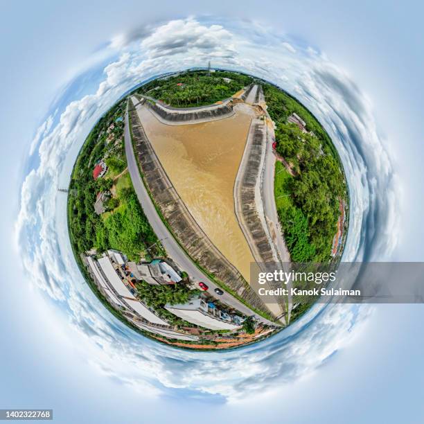 little planet effect from aerial view - hdri 360 stock-fotos und bilder