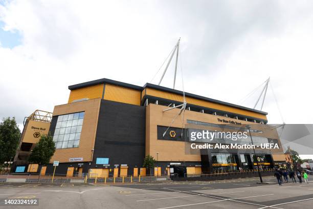 General view outside the stadium prior to the UEFA Nations League League A Group 3 match between England and Italy at Molineux on June 11, 2022 in...
