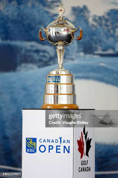 General view of the trophy during the third round of the RBC Canadian Open at St. George's Golf and Country Club on June 11, 2022 in Etobicoke,...