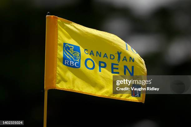 Detail view of the pin flag for the 10th hole during the third round of the RBC Canadian Open at St. George's Golf and Country Club on June 11, 2022...