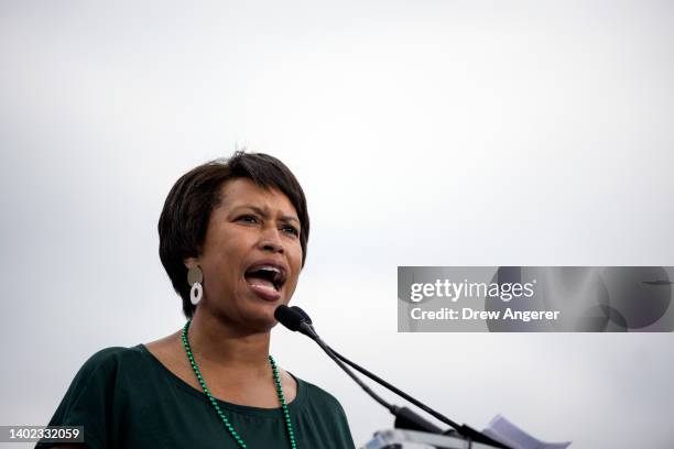 Washington DC Mayor Muriel Bowser speaks at the March for Our Lives rally against gun violence on the National Mall June 11, 2022 in Washington, DC....