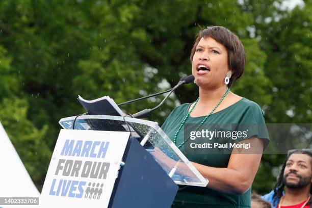 Mayor Muriel Bowser speaks during March for Our Lives 2022 on June 11, 2022 in Washington, DC.
