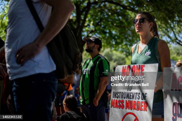 People participate in a March for Our Lives rally at the Texas state Capitol on June 11, 2022 in Austin, Texas. Eighteen-year-old Salvador Ramos on...