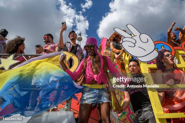 People attend the Rome Pride Parade for LGBTQ rights, on June 11, 2022 in Rome, Italy.