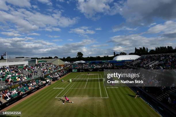 General view of play between Dan Evans of Great Britain and Jack Sock of United States during day eight of the Rothesay Open at Nottingham Tennis...