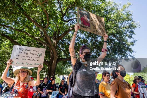 Bridget Baker participates in a March for Our Lives rally at the Texas state Capitol on June 11, 2022 in Austin, Texas. "I'm here on behalf of my...