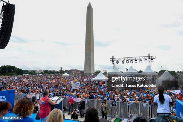 Gun control activist X Gonzalez speaks during a March for Our Lives rally against gun violence on the National Mall June 11, 2022 in Washington, DC....