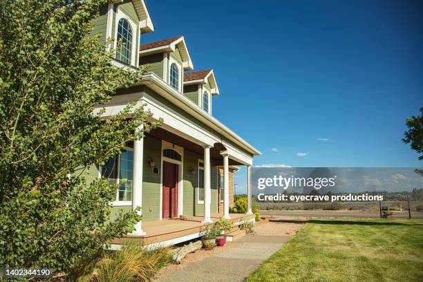 sunny spring evening residential home view in western usa weather and seasons photo series - colorado home stock pictures, royalty-free photos & images