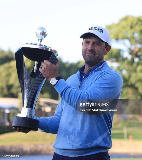 Charl Schwartzel of South Africa pictured after winning the LIV Golf Invitational at The Centurion Club on June 11, 2022 in St Albans, England.