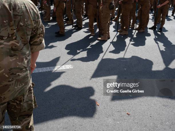 Veterans from battalions across Ukraine march in the March of the Defenders organised by veterans in response to President Volodymyr Zelensky's...