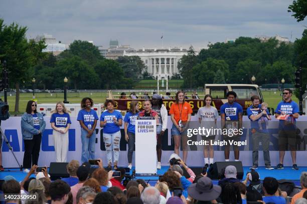 Gonzalez speaks during March for Our Lives 2022 on June 11, 2022 in Washington, DC. X Gonzalez is a survivor from the Marjory Stoneman Douglas mass...