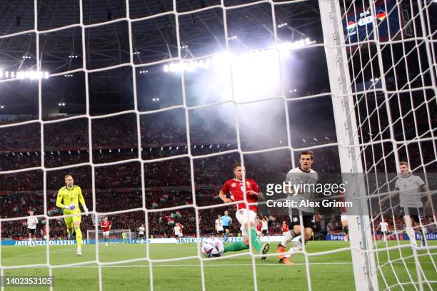 Jonas Hofmann of Germany scores their team's first goal during the UEFA Nations League League A Group 3 match between Hungary and Germany at Puskas...