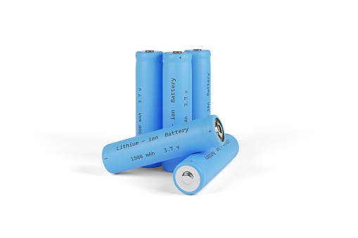 Lithium - ion batteries isolated on white background. 3d illustration.