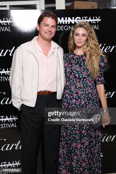 Josh Hartnett and Tamsin Egerton attend the Filming Italy 2022 red carpet on June 11, 2022 in Santa Margherita di Pula, Italy.