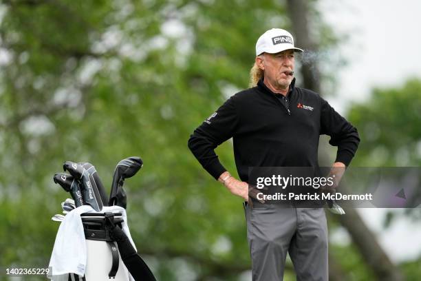 Miguel Angel Jimenez of Spain stands on the second tee box during the second round of the American Family Insurance Championship at University Ridge...