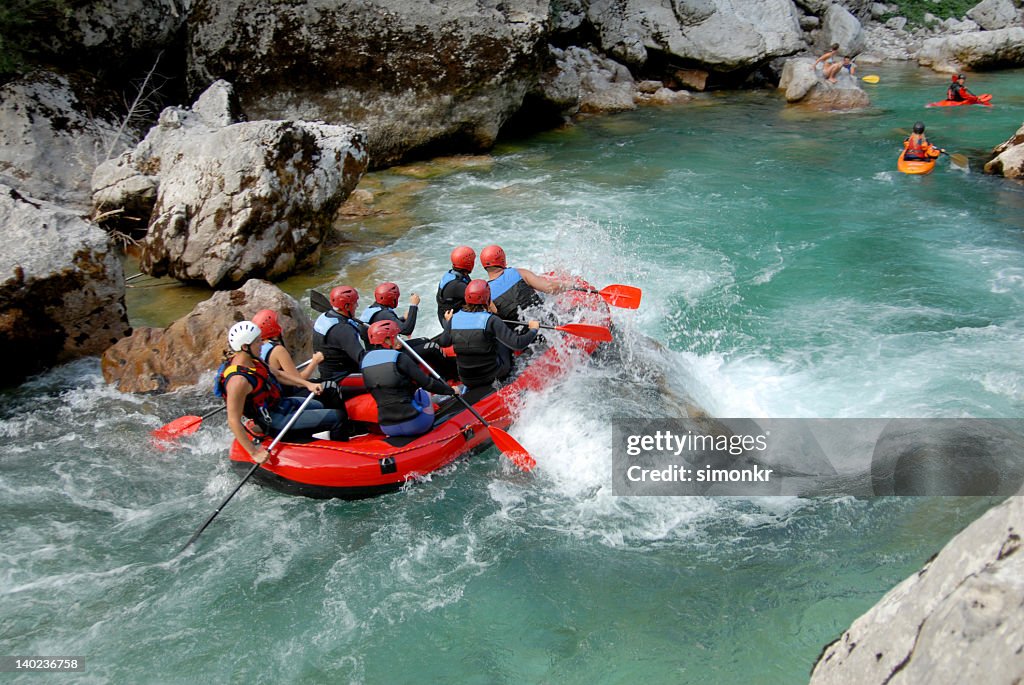 White water rafting on the rapids of river