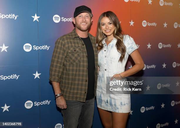 Cole Swindell and Courtney Little visit Spotify House during CMA Fest at Ole Red on June 11, 2022 in Nashville, Tennessee.