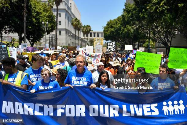 Protesters participate in March For Our Lives II to protest against gun violence on June 11, 2022 in Los Angeles, California. Gun reform advocates in...