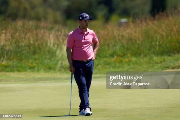 Bradley Neil of Scotland looks on on the green of the 17th hole during Day Three of the Emporda Challenge at Emporda Golf Club on June 11, 2022 in...