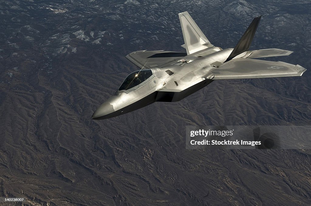 A U.S. Air Force F-22 Raptor in flight.