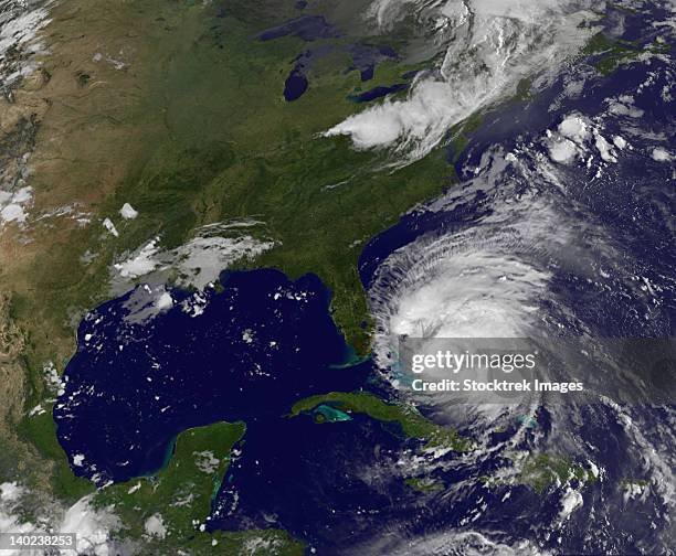 august 25, 2011 - satellite view of hurricane irene. - puerto rico hurricane stockfoto's en -beelden