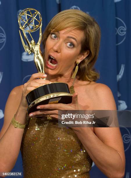 Emmy Winner Allison Janney backstage at the 52nd Emmy Awards Show at the Shrine Auditorium, September 10, 2000 in Los Angeles, California.